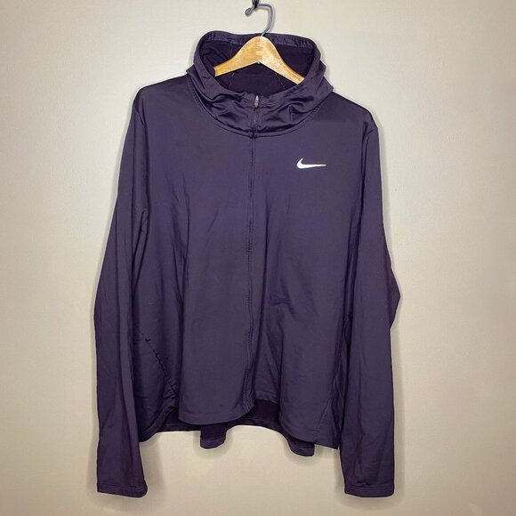 Comfy Cozy Fleece Lined Eggplant Purple Nike Active Wear Women’s Jacket 3XL - Picture 2 of 8